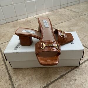 Steven by Steve Madden Layer Croc-Embossed
Leather Heel Sandals